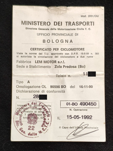 Libretto originale certificato - libretto,