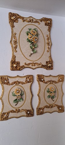 Trittico quadri con fiori