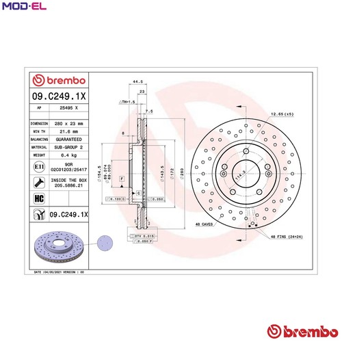 Disco freno c249 1x per - 2x,