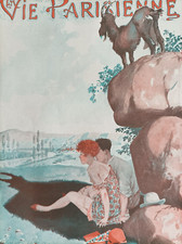 1929 Liberty Art Nouveau Leonnec Scena romantica  La Vie Parisienne