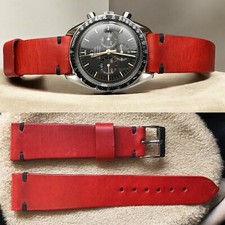 20 mm Genuine veg tanne RED Leather watch Strap for vintage speedmaster gmt 1675