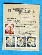 CASTELLI £.60 + £.30 STRISCIA DI TRE ann.CATANZARO 21.02.89 su MODELLO (221861)