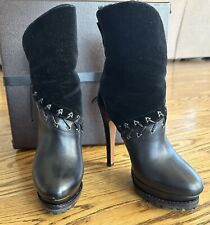 Stivaletti Alaia Azzedine stringati posteriori in shearling - pelle combo plateau $1665