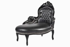 Panchetta Divanetto Dormeuse ecopelle nera con gemme stile Barocco cod. EGA28BL