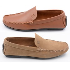 Mocassini uomo estivi scarpe casual vera pelle scamosciati marroni sfoderati da 