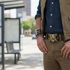 Metallo Argento Uomo Cintura