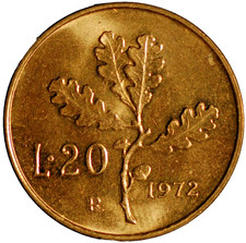 Italy 20 Lire 1972 KM# 97