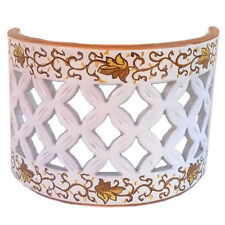 FASCIA APPLIQUE LAMPADARIO IN CERAMICA DI VIETRI DECORO A MANO FLOREALE MARRONE