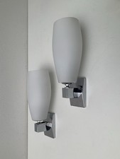 X2 Lampade Parete Inda 1800 Ottone Cromato Vetro Incamiciato con Snodo 70s Italy