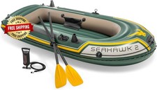 🚨 Barco Inflable Seahawk 2 2P 🚤 Remos + Bomba Aire Pesca Kayak Alta Resistenci