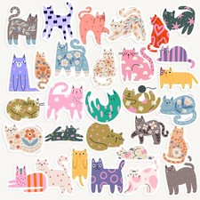 Adesivi per gatti colorati