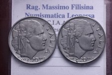 NL* VEIII ITALIA LOTTO 2 Pezzi da 20 CENTESIMI IMPERO 1943 FDC con lustro