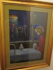 Olio su Tela Eliano Fantuzzi Ragazza alla Finestra.