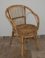 SEDIA LEGNO IN VIMINI GIUNCO DA GIARDINO SOGGIORNO POLTRONCINA Italy