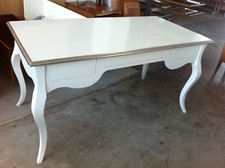 SCRIVANIA SCRITTOIO  BIANCO CON PROFILO FOGLIA ARGENTO  UFFICIO  CAMERA DA LETTO