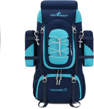 Zaino Da Campeggio Impermeabile Da 70 L (65+5) Con Copertura Antipioggia, Zaino 