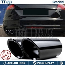 Coppia TERMINALI di Scarico per AUDI TT 8J NERI in ACCIAIO Inox Clip Plug & Play