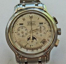 *Zenith El Primero Chronomaster Triple Date con fasi lunari in acciaio inox orologio di lusso