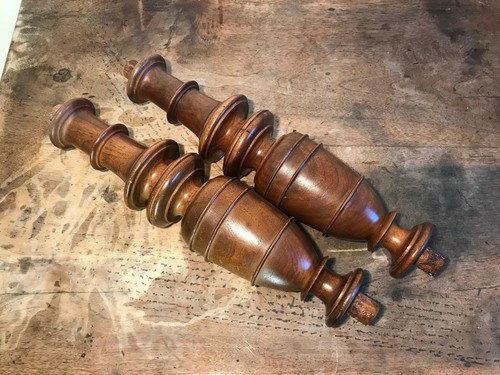 Coppia antiche colonne legno - coppia, 2