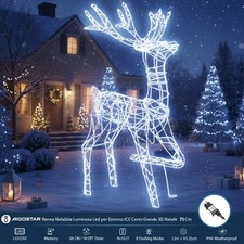 RENNA NATALIZIA LUMINOSA LED ESTERNO IP44 FREDDA ICE  3D NATALE 75Cm AIGOSTAR 