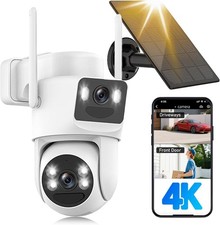 Abiso 8MP Telecamera di Sorveglianza a Batteria con Pannello Solare 360° PTZ Aut