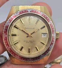 Orologio subacqueo Caravelle 1976 333 piedi lunetta rossa funzionante Q108 orologio molto bello!