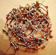 Braccialetto o Collana Lunga con Perline e Cristalli fatta all'Uncinetto