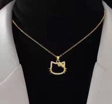 Collana Hello Kitty in oro lampeggiante 18 kt con ciondolo logo
