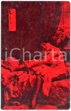 1920 EROTICA VINTAGE Striptease - Girl taking off pantyhose RED FILTER Postcard