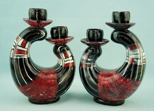 Coronetti Cunardo Coppia Candelabri candelieri Ceramica Maiolica Design 50' 1900