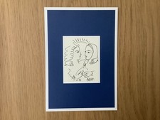 1 cartolina, Pablo Picasso, donne con colomba, disegno, Paspartou nuova