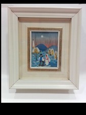 Dipinto naif di I. VELIKOVIC - Le quattro stagioni - Inverno - Anni '80 - OTTIMO