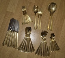 Posate placcate oro 23/24 carati placcate oro duro Solingen 36 pezzi