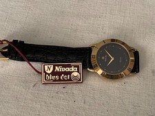 Nivada Blue Dot diver quartz cassa placcata oro 36mm black dial tag NUOVO
