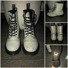 Dr.Martens 8 Buchi N. 38 Bianchi Effetto Pelle Rovinata Limited