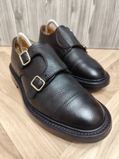 TRICKER'S RUFUS DOUBLE MONK IN PELLE NERO UK 7 FIT 5 - OTTIME CONDIZIONI
