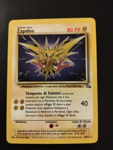Carta pokemon zapdos - zapdos, 30/62