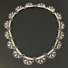 Collana Vintage Modernariato Albino Manca Lavorata A Mano Argento Sterling 15"