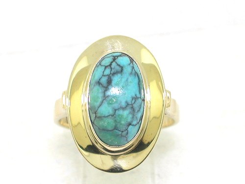 Anello turchese oro giallo 585