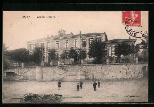 Cpa boen groupe scolaire 1908 - boen,,