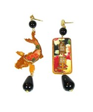  Orecchini Carpa Argento Mini Rubino