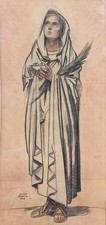 Giulio Boetto ( Torino 1894 - 1967 ). Santa Lucia 1939, tecnica mista su carta 