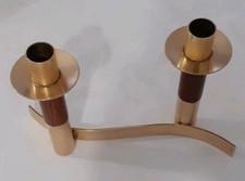 Portacandele Anni 50 In Ottone Palissandro Legno , Usato Come Nuovo Piccoli...
