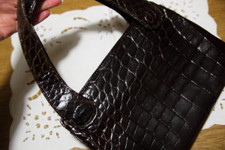 Borsa Marrone in Vera Pelle, Coccodrillo,Vintage,Firmata,Marrone,Manici Tracolla