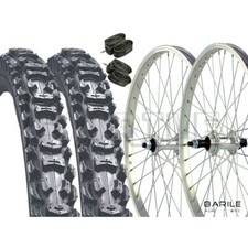 Coppia Ruote + Copertoni Nero Tassellato 20 x 1.95 + Camere Bici Cambio - MTB