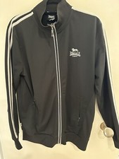 Giacca classica da pista LONSDALE London nera bianca manica a righe piccola