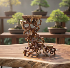 Espositore in legno realizzato in Padauk, scultura fatta a mano, nucleo in legno, misura 9,8"