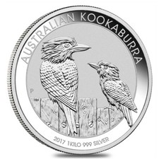 Australian Kookaburra 2017 30 Dollars 1 Kg (32,15 OZ) Argento 999 Silver CAPSULA