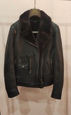 Belstaff montone Danescroft donna nero tg. 40 S shearling jacket pelle luxury 