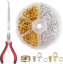 923 Pezzi Chiusure per Braccialetti Kit, Anellini Aperti, Ganci per Collane Bigi